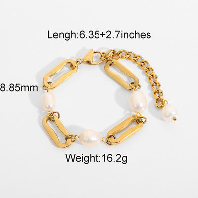 Tarnish-Free Stainless Steel Beaded Bracelet with Pearl