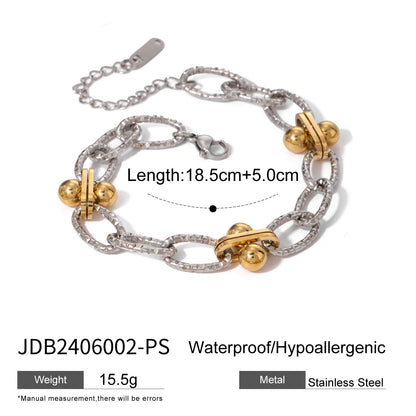 Stainless Steel Zircon & Pearl Chain Bracelet – Minimalist Luxury