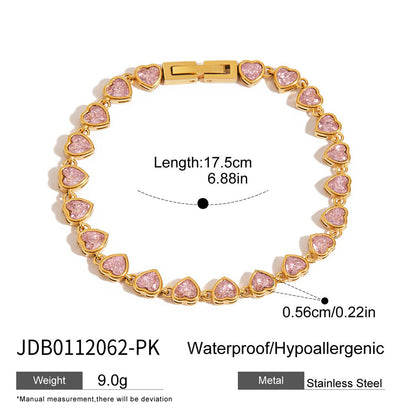 Titanium Steel Heart Zircon Bracelet – Subtle Luxury