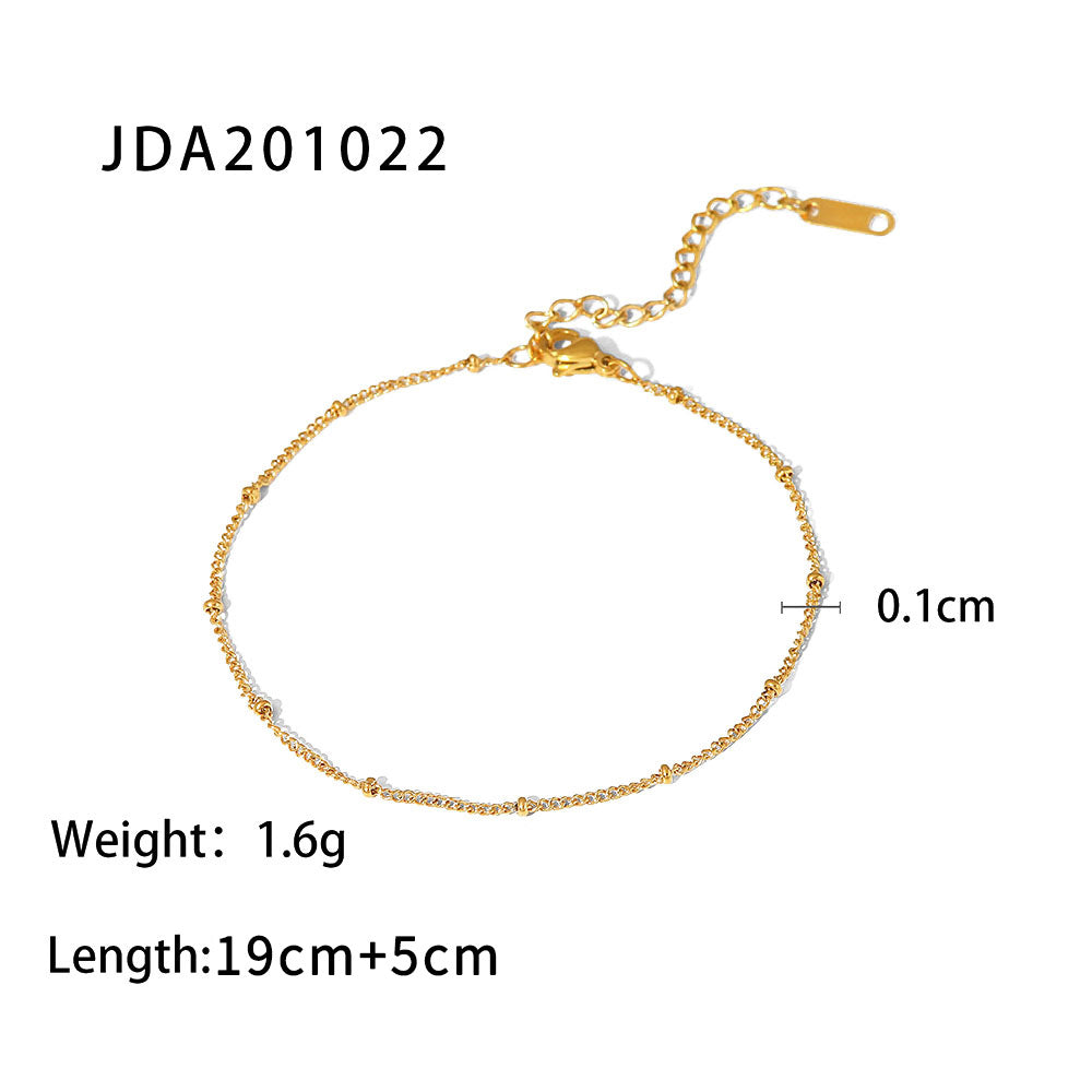 18K Gold Micro Cross Anklet – Minimalist Vintage Style