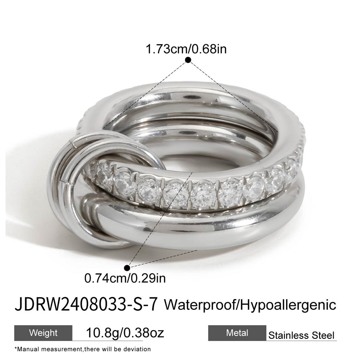 Layered Pearl Ring & Bracelet Set – Titanium Steel · Waterproof · Tarnish-Free