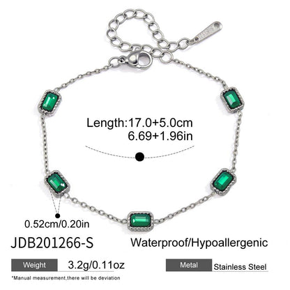 Stainless Steel Zircon & Pearl Chain Bracelet – Minimalist Luxury