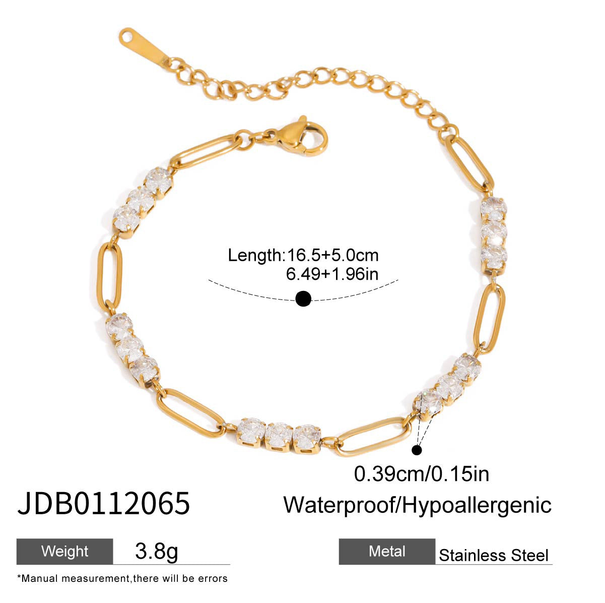 Titanium Steel Tennis Chain Bracelet – Stackable & Waterproof