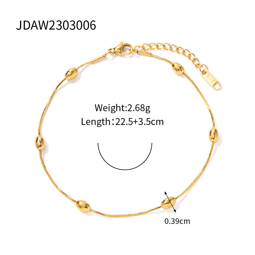 18K Gold Micro Cross Anklet – Minimalist Vintage Style