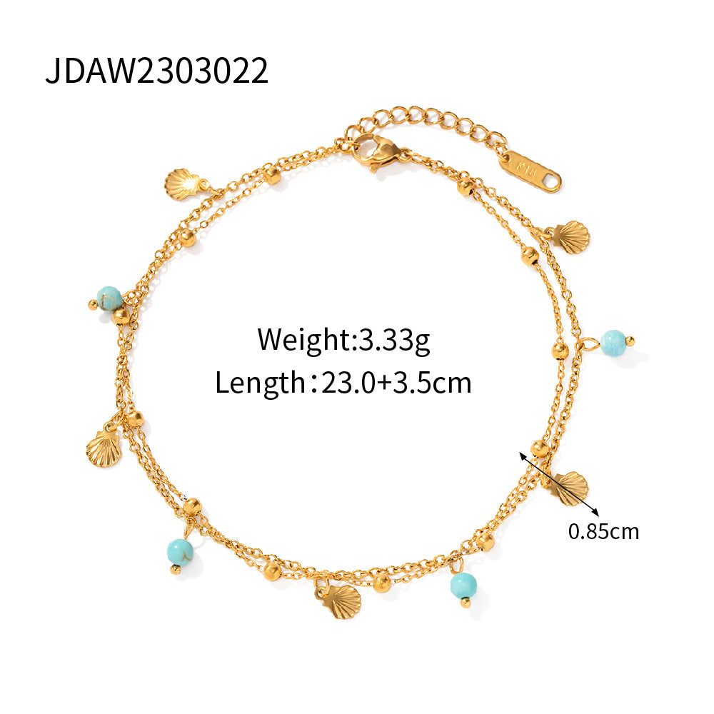 18K Gold Micro Cross Anklet – Minimalist Vintage Style