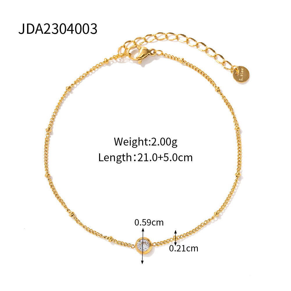 18K Gold Micro Cross Anklet – Minimalist Vintage Style
