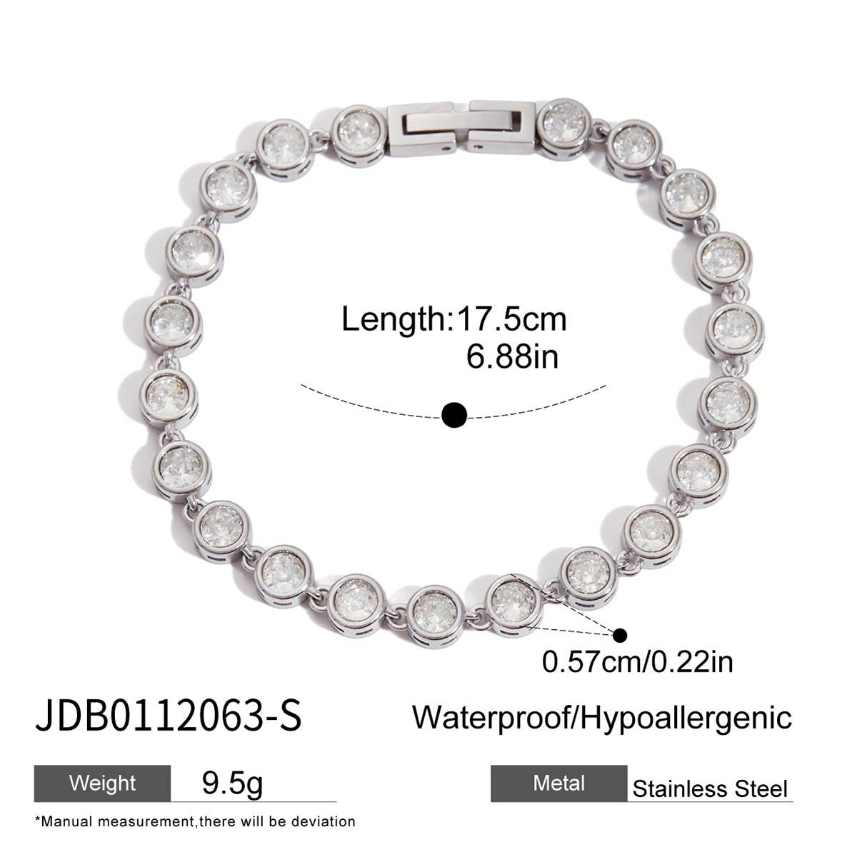 Titanium Steel Tennis Chain Bracelet – Stackable & Waterproof