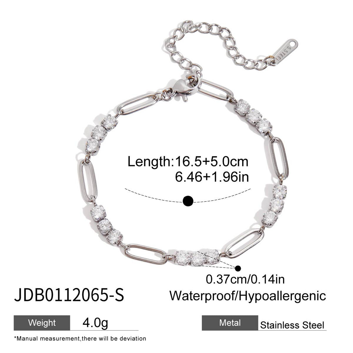 Titanium Steel Tennis Chain Bracelet – Stackable & Waterproof