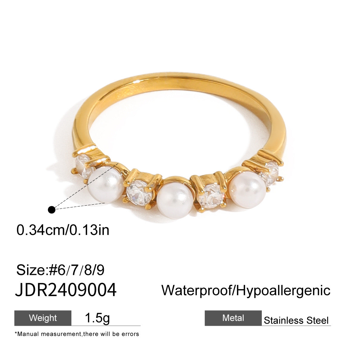 Layered Pearl Ring & Bracelet Set – Titanium Steel · Waterproof · Tarnish-Free
