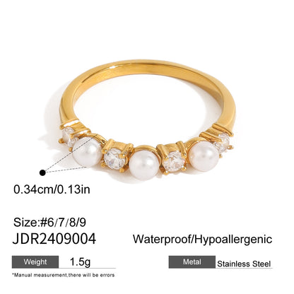 Layered Pearl Ring & Bracelet Set – Titanium Steel · Waterproof · Tarnish-Free