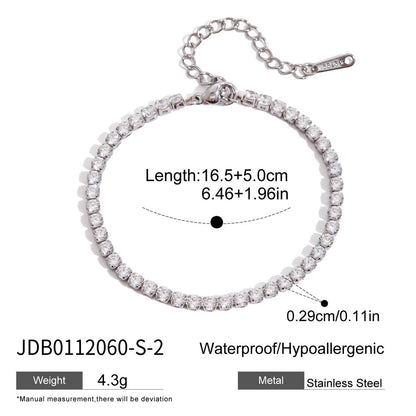 Titanium Steel Tennis Chain Bracelet – Stackable & Waterproof