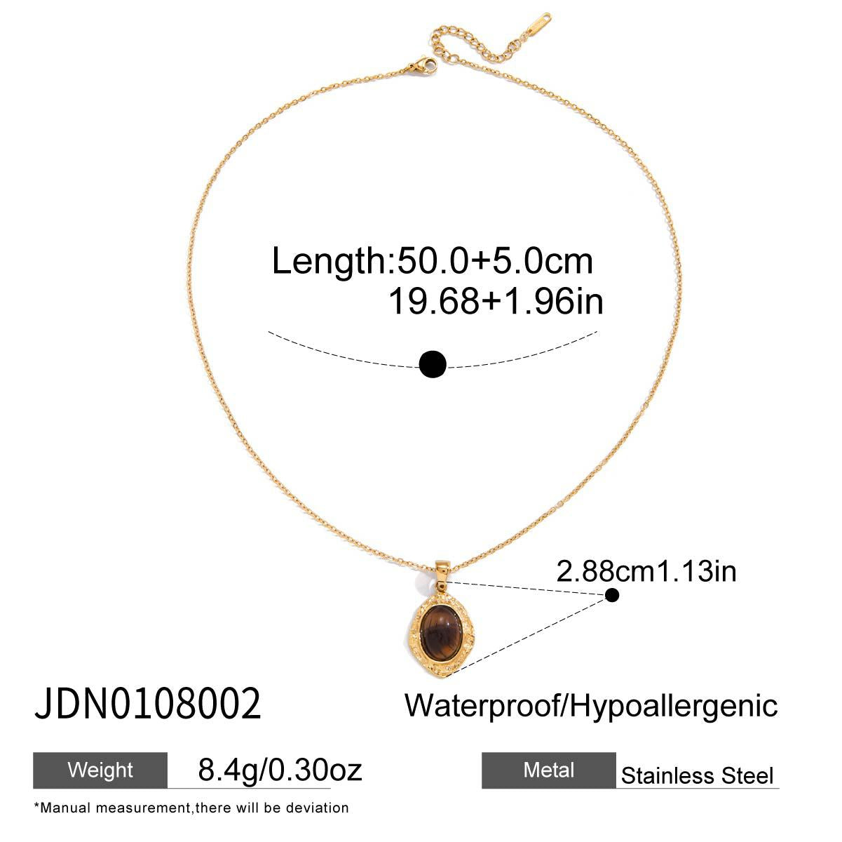 Titanium Steel Collarbone Chain – Pearl & Tiger Eye Accent