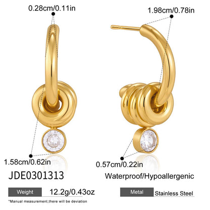 Stainless Steel Zircon Stud Earrings – Minimalist Shine