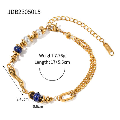 Tarnish-Free Stainless Steel Beaded Bracelet with Pearl