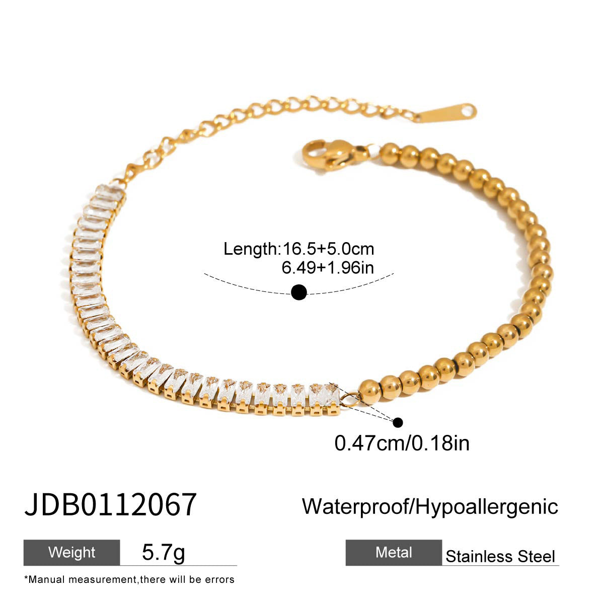 Titanium Steel Tennis Chain Bracelet – Stackable & Waterproof