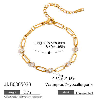 Tarnish-Free Stainless Steel Bangle with Crystal Detail
