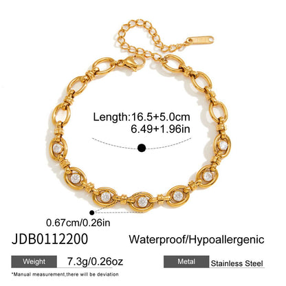 Gold Titanium Steel Heart Zircon Bracelet – Chic & Playful