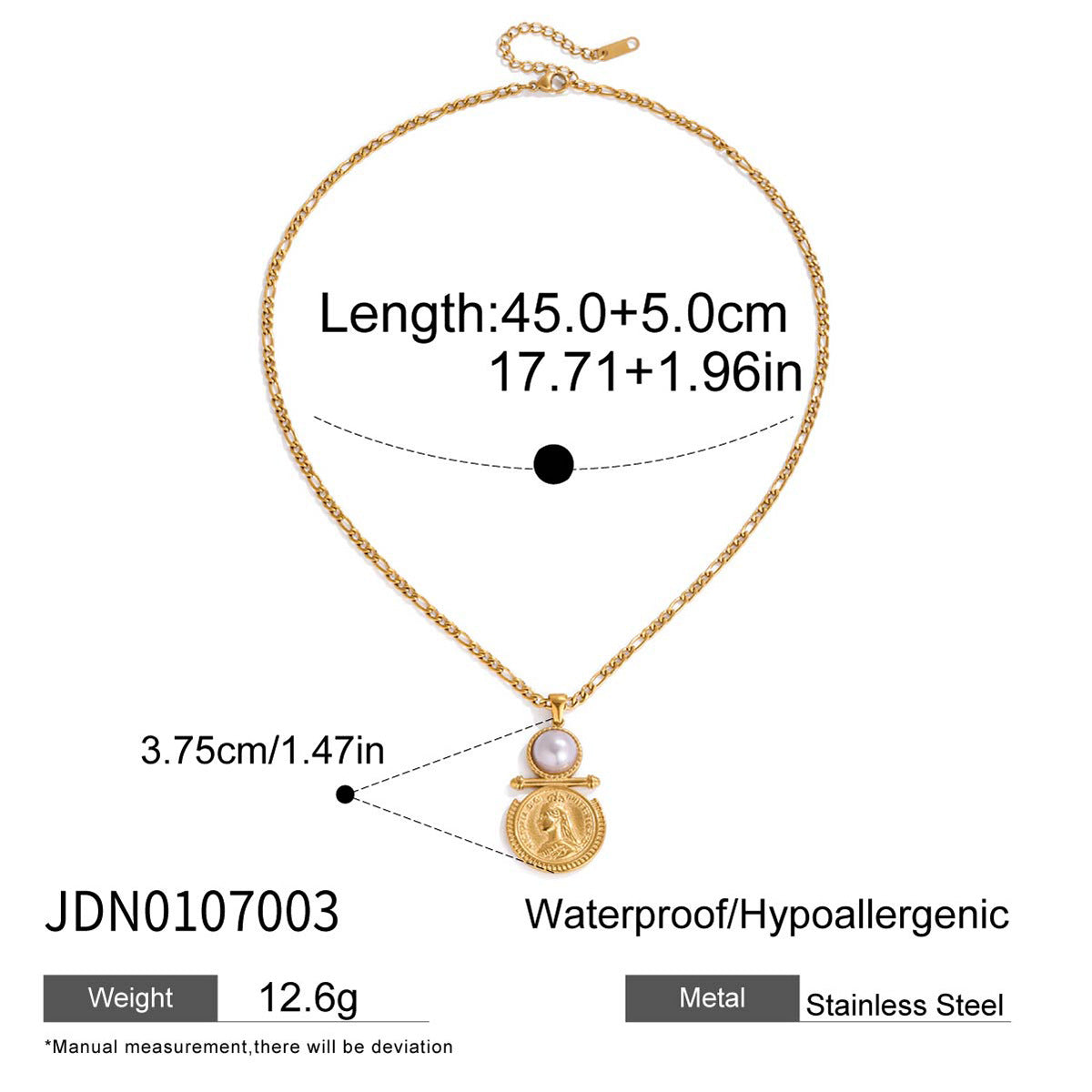 Tarnish-Free Titanium Steel Necklace – Resin Pearl Accent