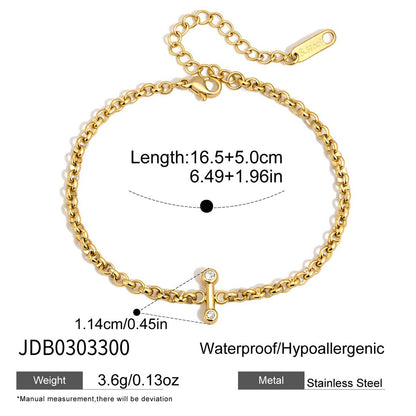 Stainless Steel Zircon Stackable Bracelet – Tarnish-Free · 18K Gold Finish