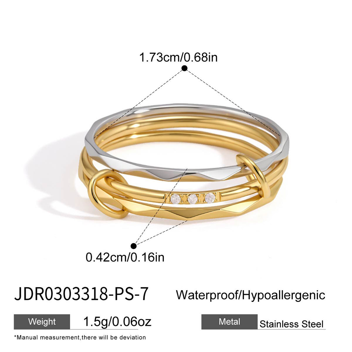 Layered Pearl Ring & Bracelet Set – Titanium Steel · Waterproof · Tarnish-Free