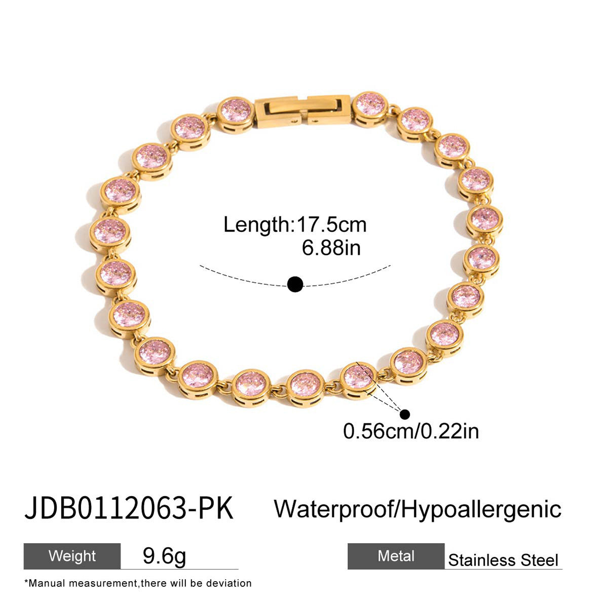 Titanium Steel Heart Zircon Bracelet – Subtle Luxury