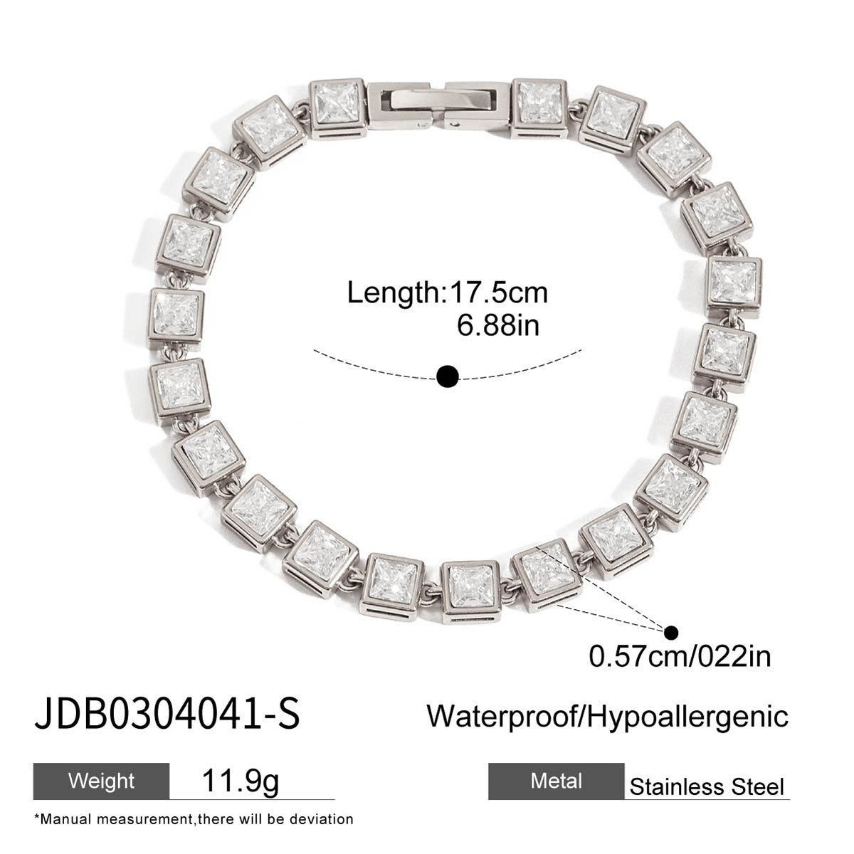 Titanium Steel Tennis Chain Bracelet – Stackable & Waterproof