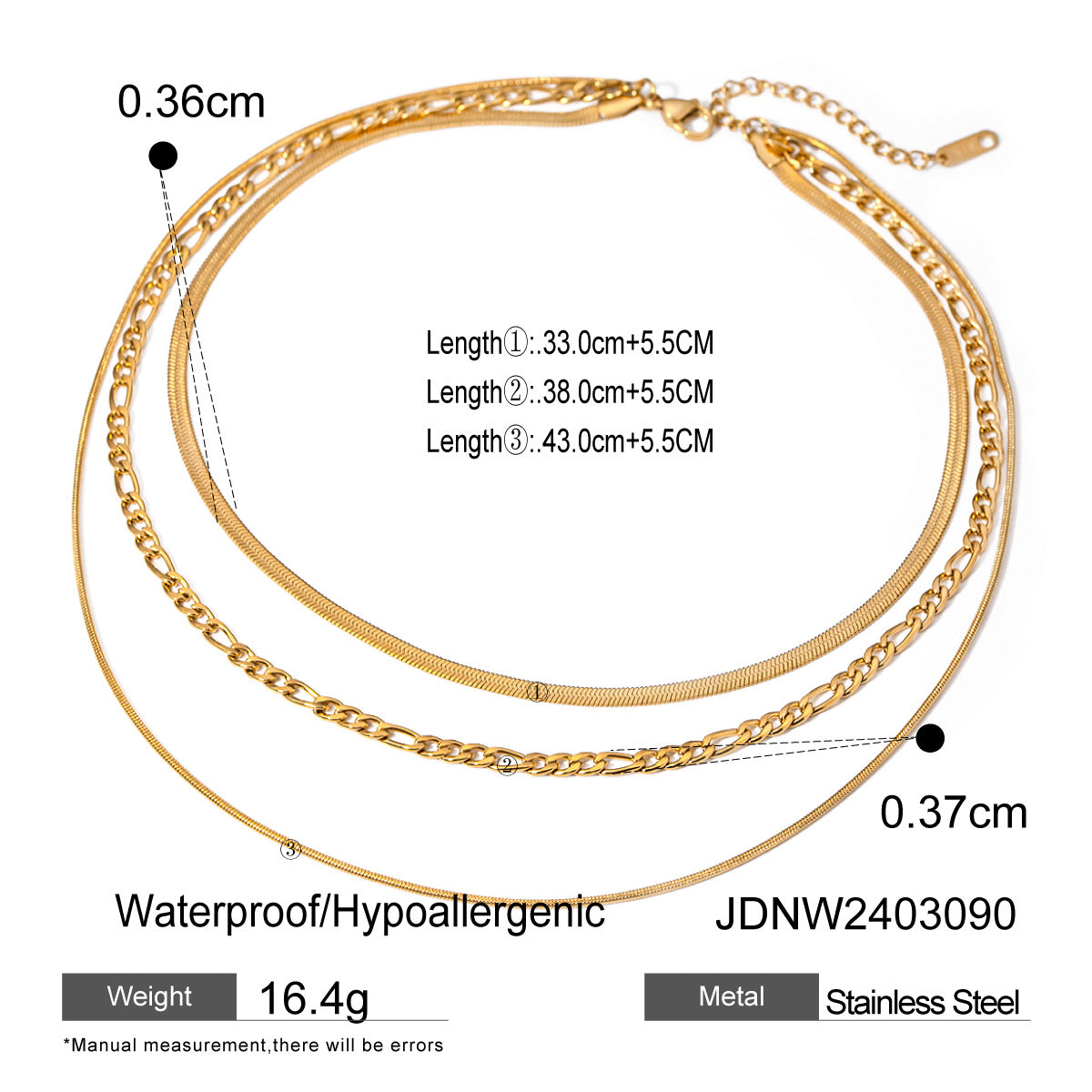3-Layer Titanium Steel Choker Set – Stacked Luxury