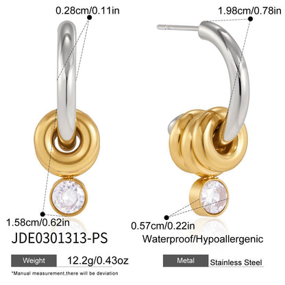 Stainless Steel Zircon Stud Earrings – Minimalist Shine