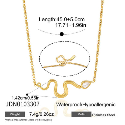 Sleek Titanium Steel Chain with Sparkling Zircon – Delicate & Modern