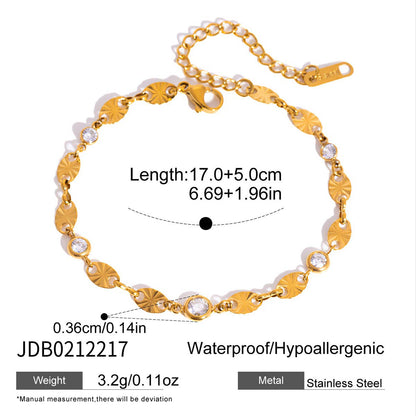 Stainless Steel Zircon Stackable Bracelet – Tarnish-Free · 18K Gold Finish