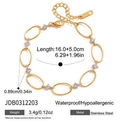 Gold Titanium Steel Heart Zircon Bracelet – Chic & Playful