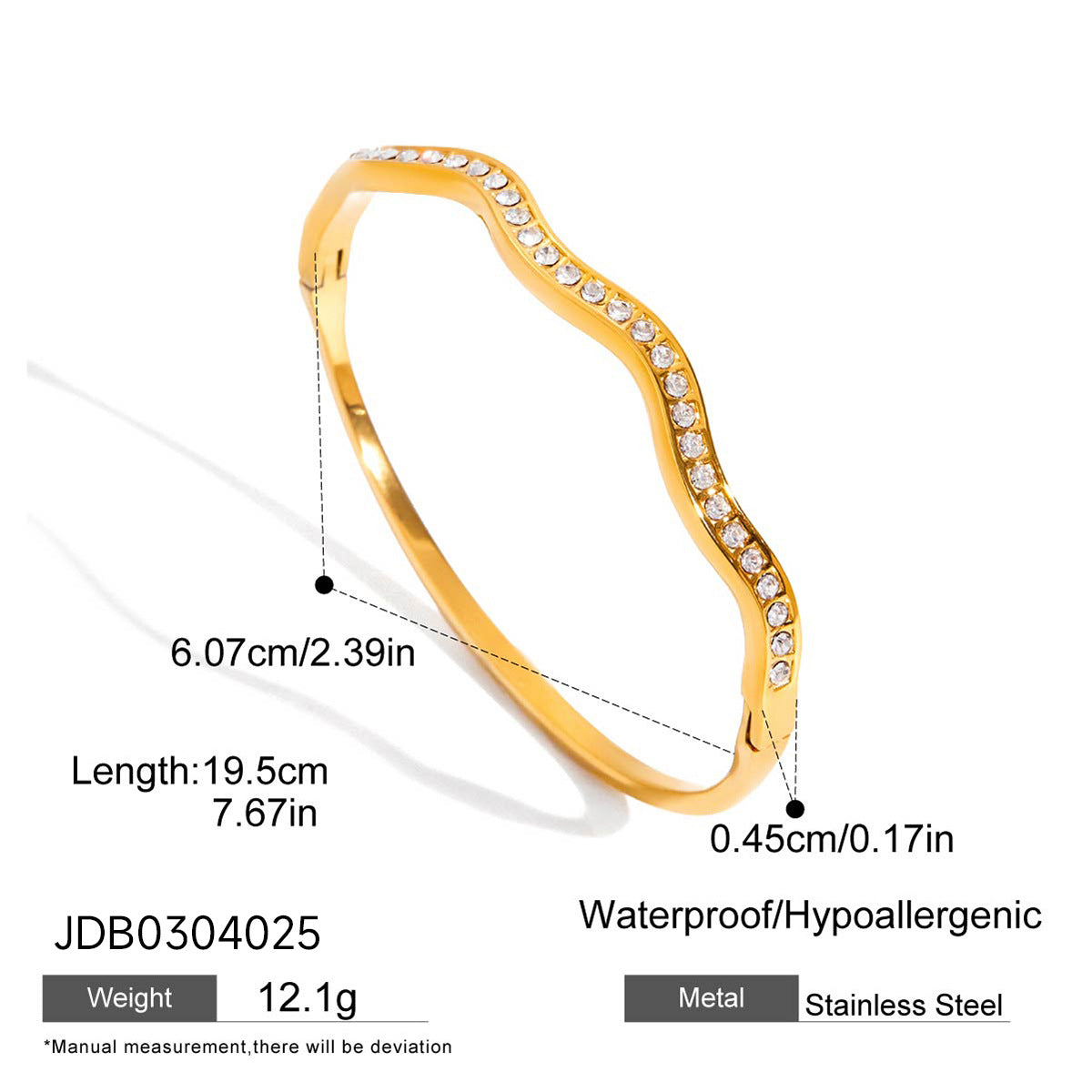 Tarnish-Free Stainless Steel Bangle with Crystal Detail