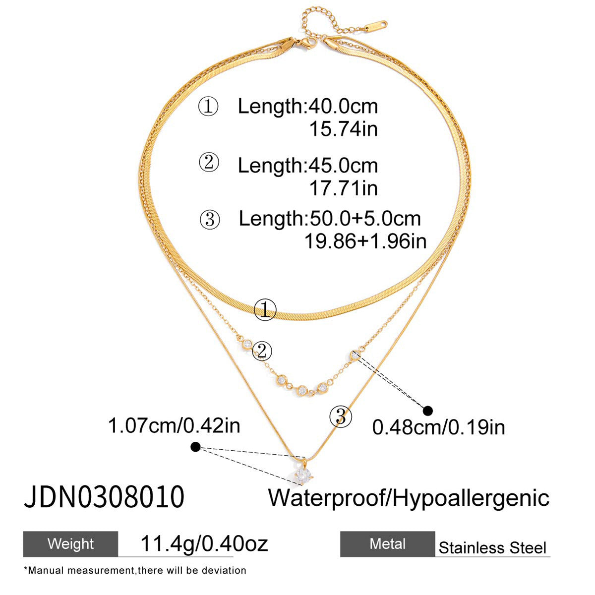 3-Layer Titanium Steel Choker Set – Stacked Luxury