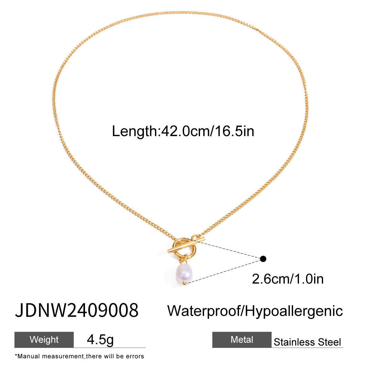 Titanium Steel Collarbone Chain – Pearl & Tiger Eye Accent