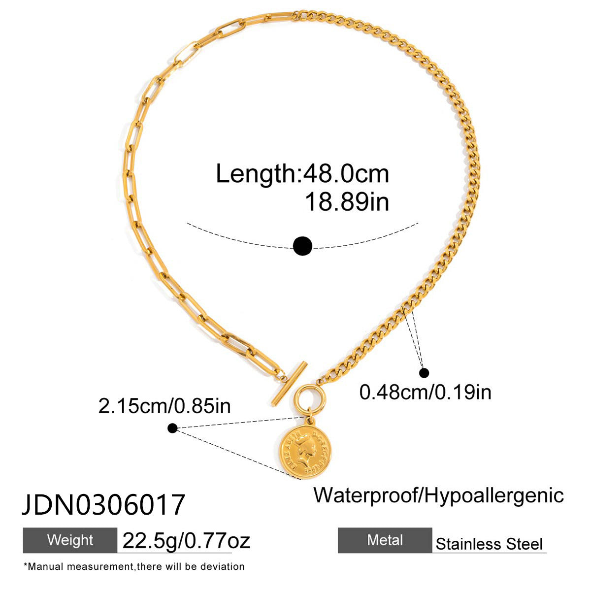 Tarnish-Free Titanium Steel Necklace – Resin Pearl Accent
