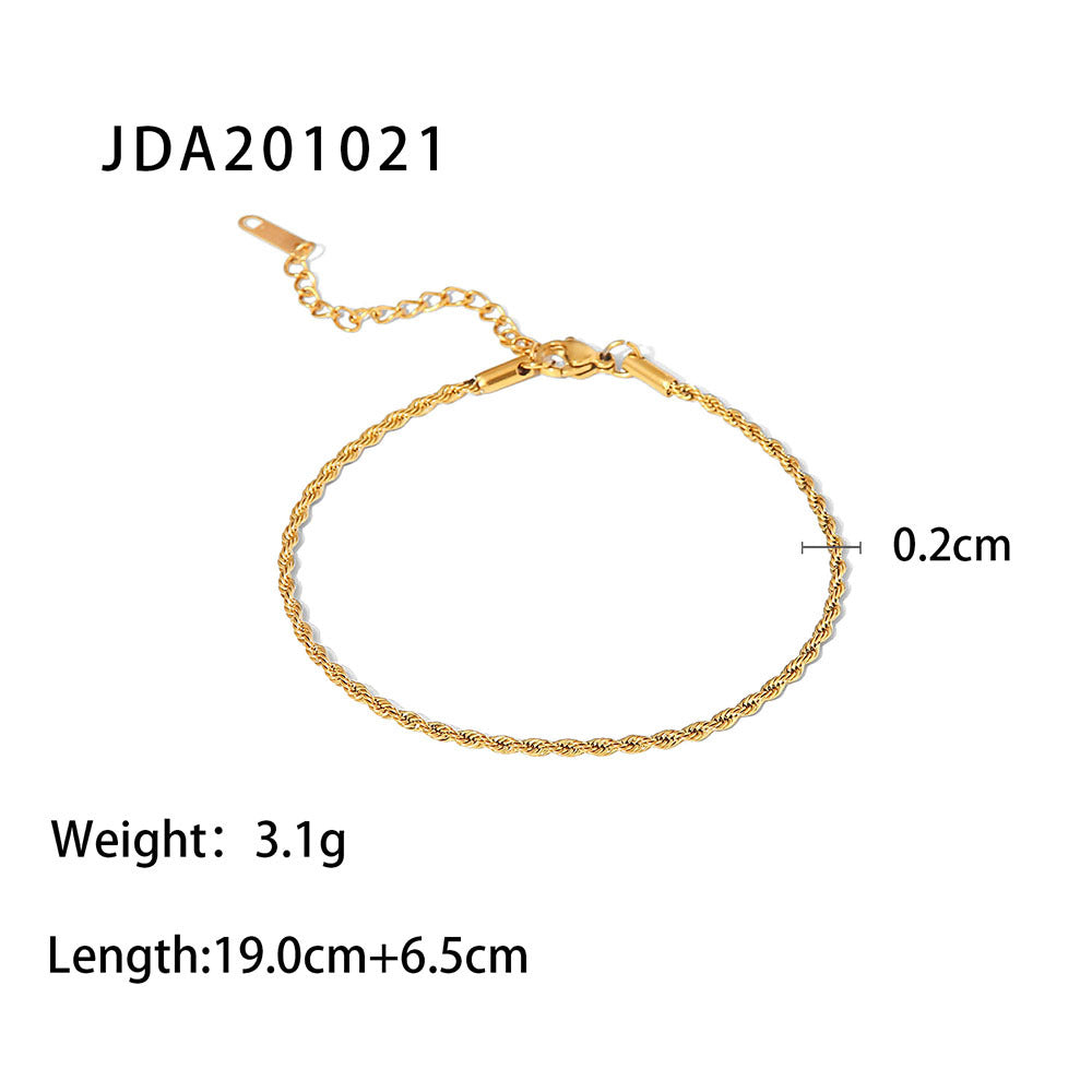 18K Gold Micro Cross Anklet – Minimalist Vintage Style