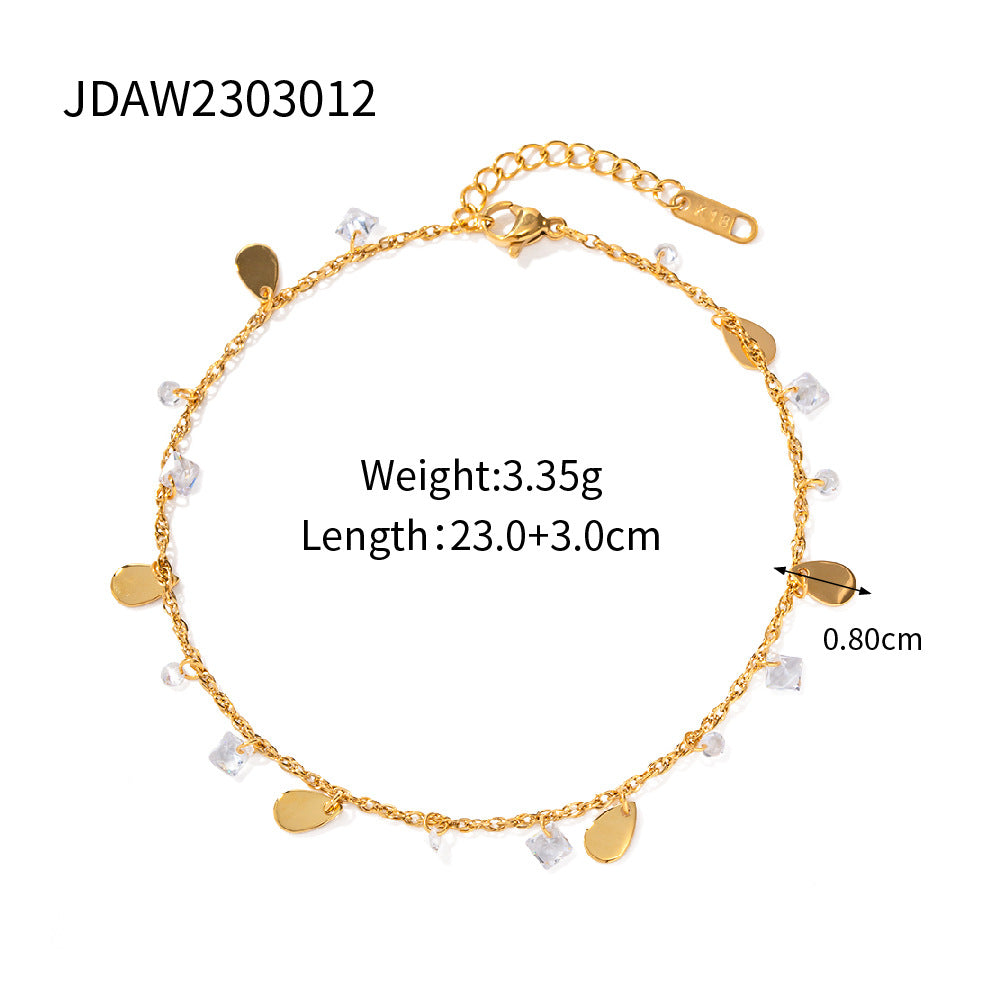 18K Gold Micro Cross Anklet – Minimalist Vintage Style