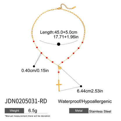 Sleek Titanium Steel Cross Necklace – Versatile Layer Piece