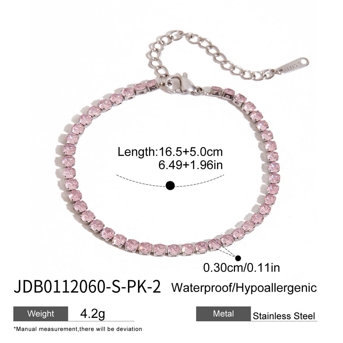 Titanium Steel Heart Zircon Bracelet – Subtle Luxury