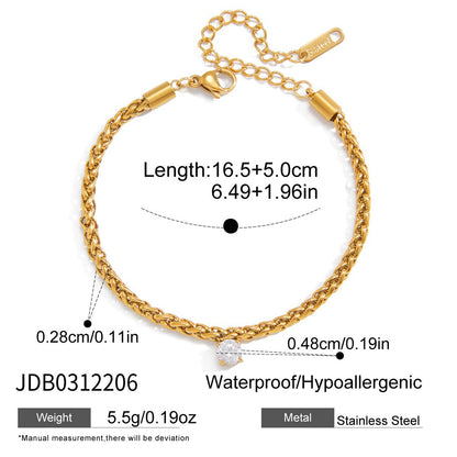 Gold Titanium Steel Heart Zircon Bracelet – Chic & Playful