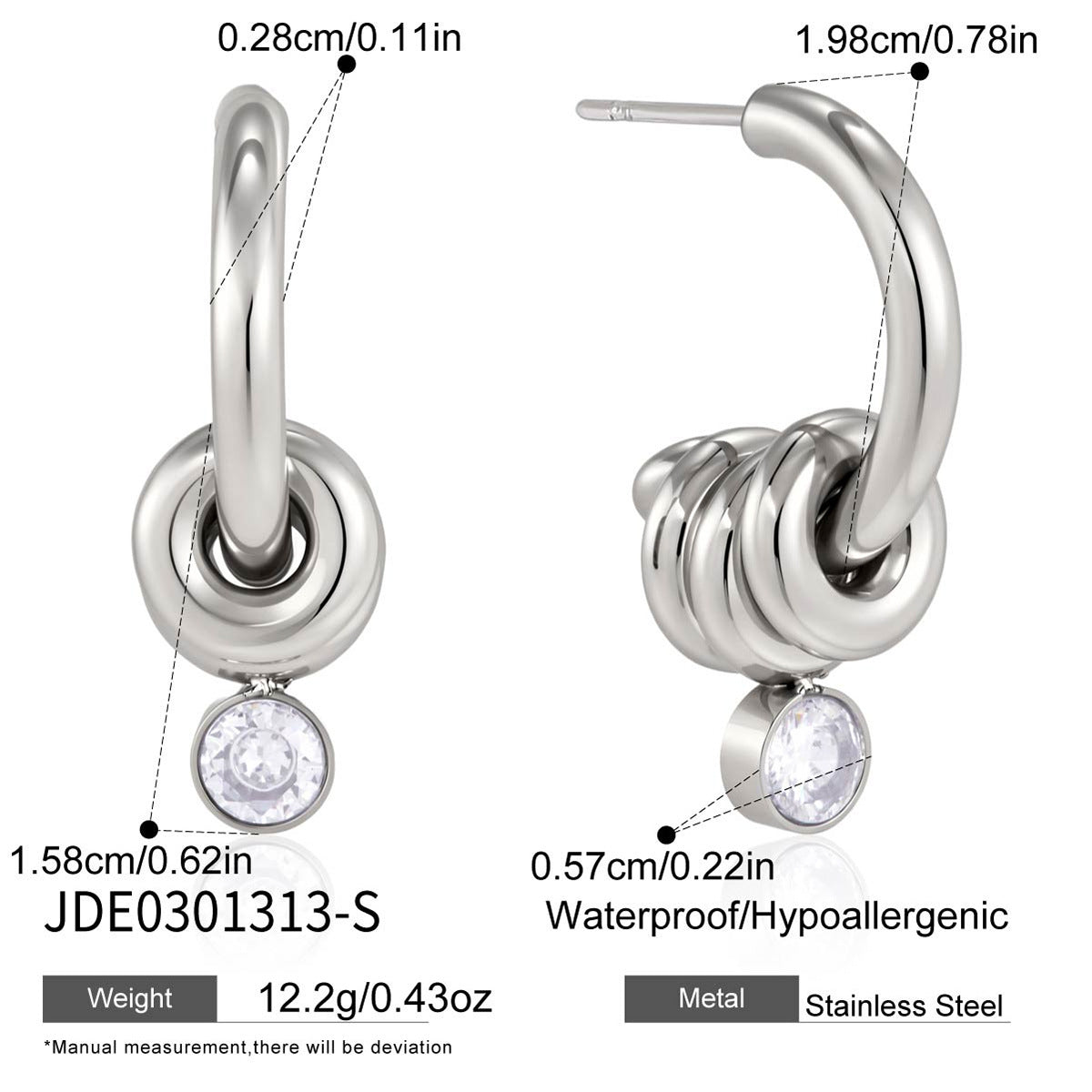 Stainless Steel Zircon Stud Earrings – Minimalist Shine