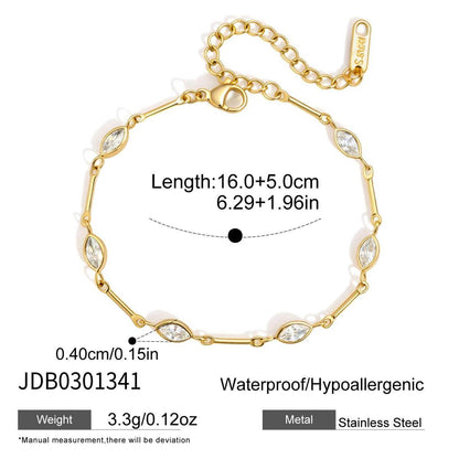 Stainless Steel Zircon Stackable Bracelet – Tarnish-Free · 18K Gold Finish