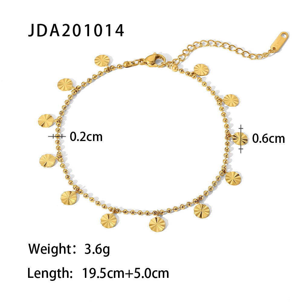 18K Gold Micro Cross Anklet – Minimalist Vintage Style