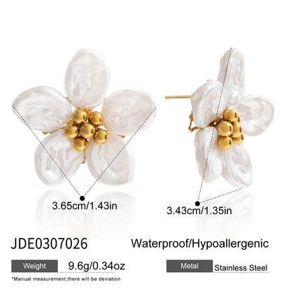 Tarnish-Free Titanium Steel Pearl Studs – Everyday Chic