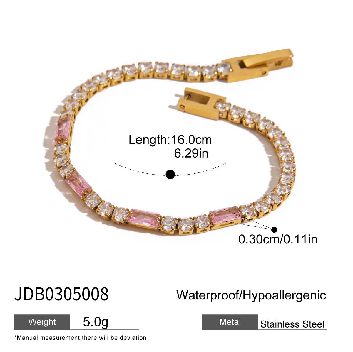 Titanium Steel Heart Zircon Bracelet – Subtle Luxury
