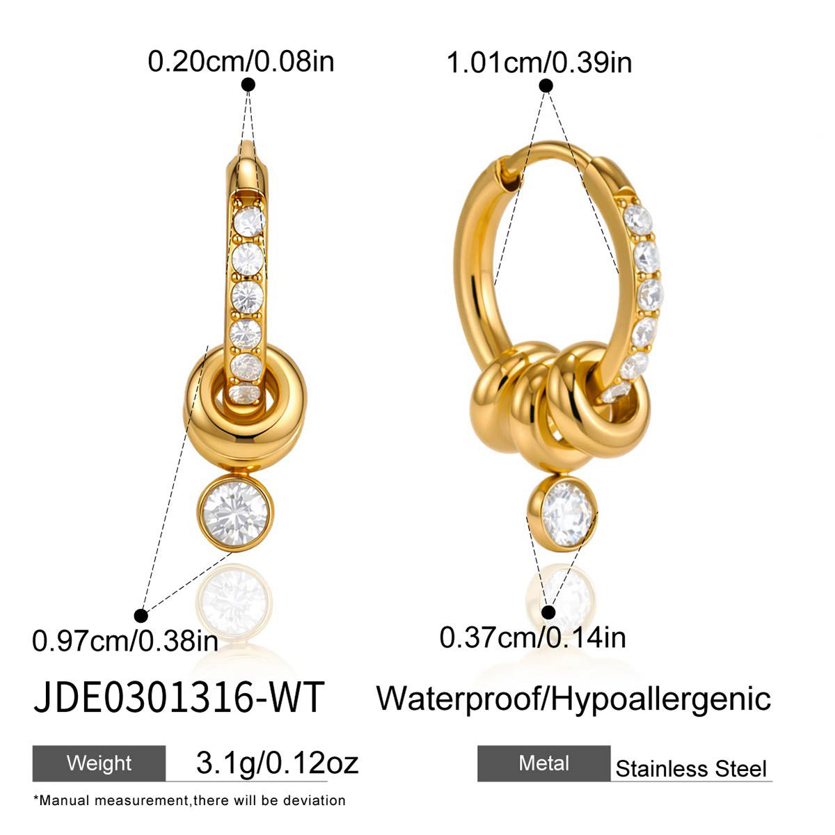 Stainless Steel Zircon Stud Earrings – Minimalist Shine