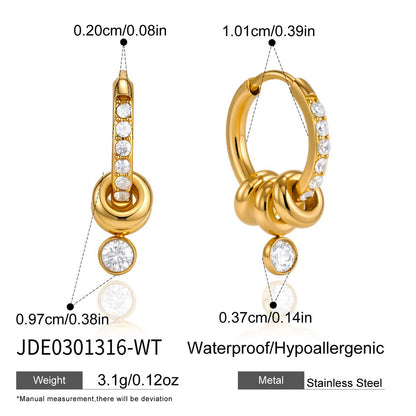 Stainless Steel Zircon Stud Earrings – Minimalist Shine