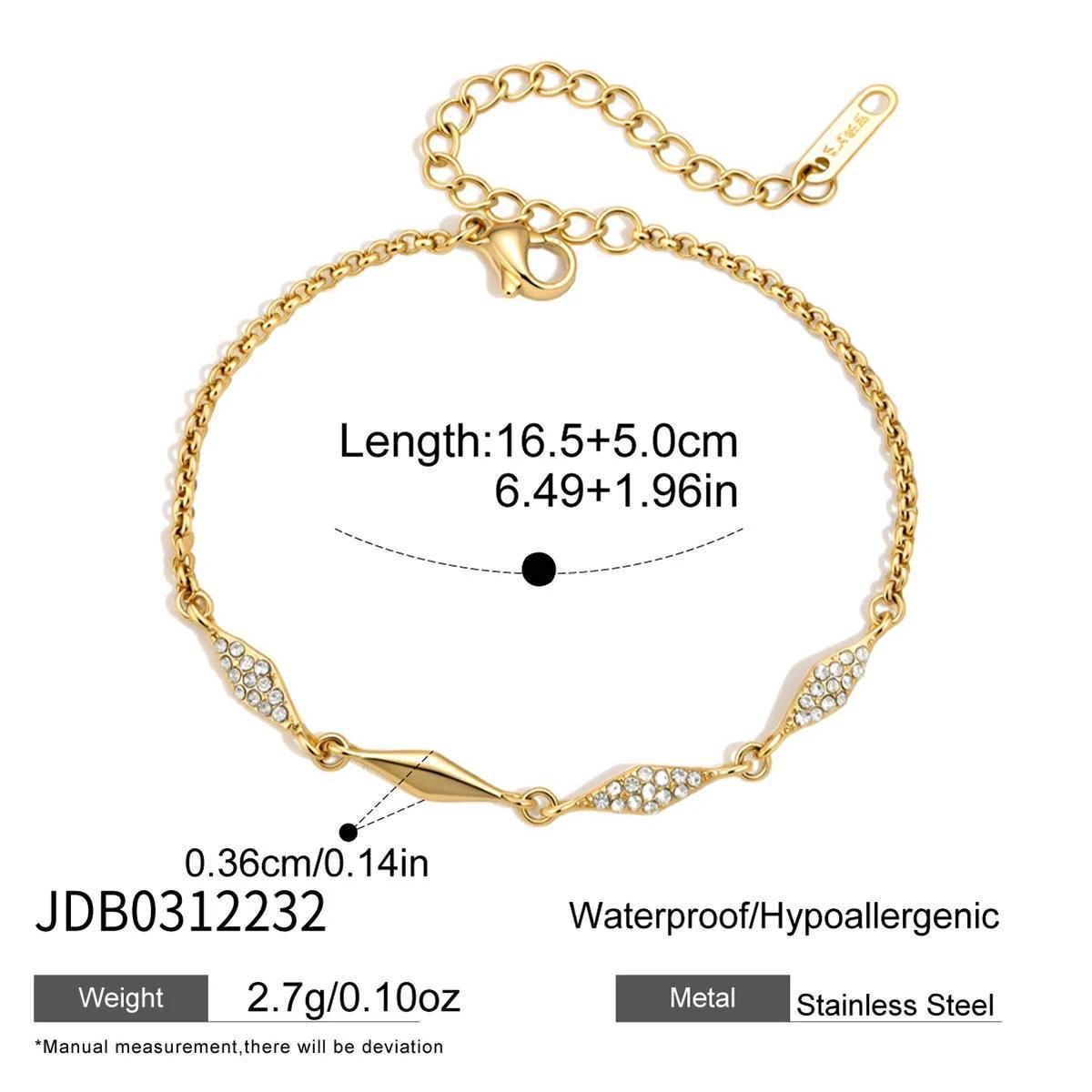 Stainless Steel Zircon Stackable Bracelet – Tarnish-Free · 18K Gold Finish