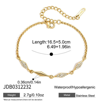 Stainless Steel Zircon Stackable Bracelet – Tarnish-Free · 18K Gold Finish