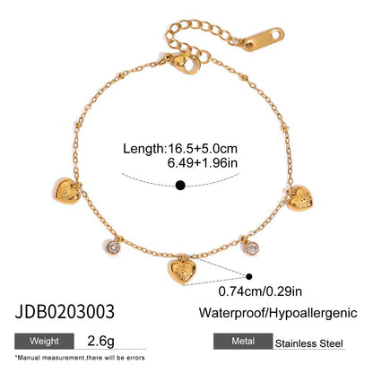 Minimalist Heart Charm Bangle – Titanium Steel · Waterproof · Everyday Elegance
